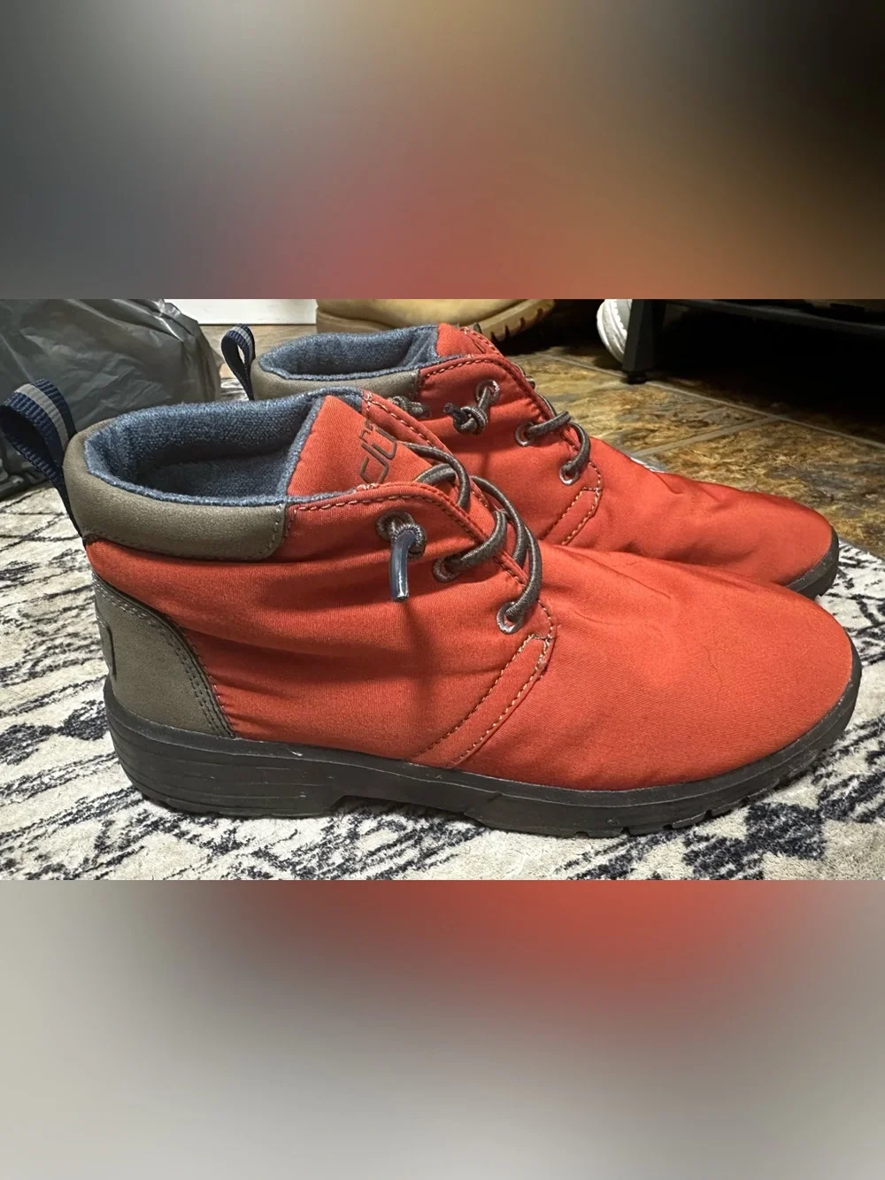 Kids Hey Dude Red/Orange Shoes Size: Y4-Y5